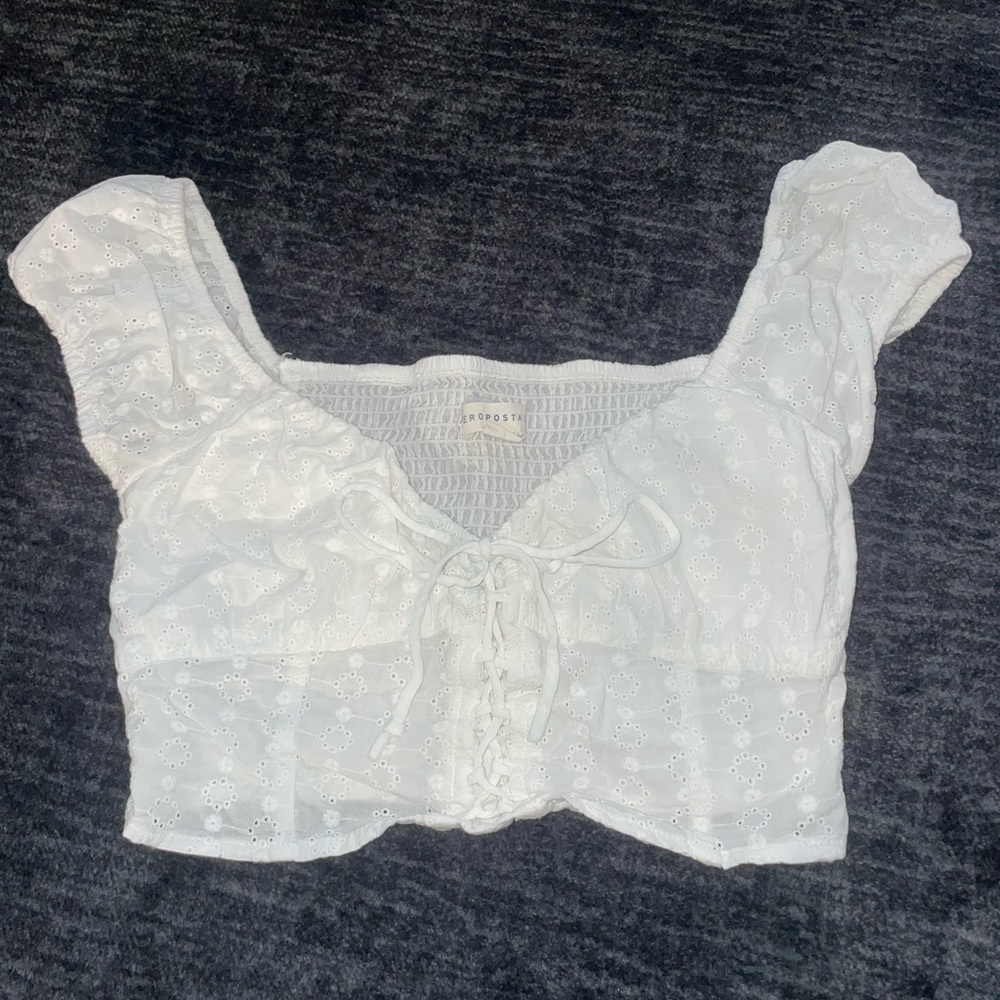 Eyelet Lace - Front Crop Top